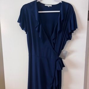NWT Nordstrom Tash + Sophie Navy Flutter Wrap Dress Size XL